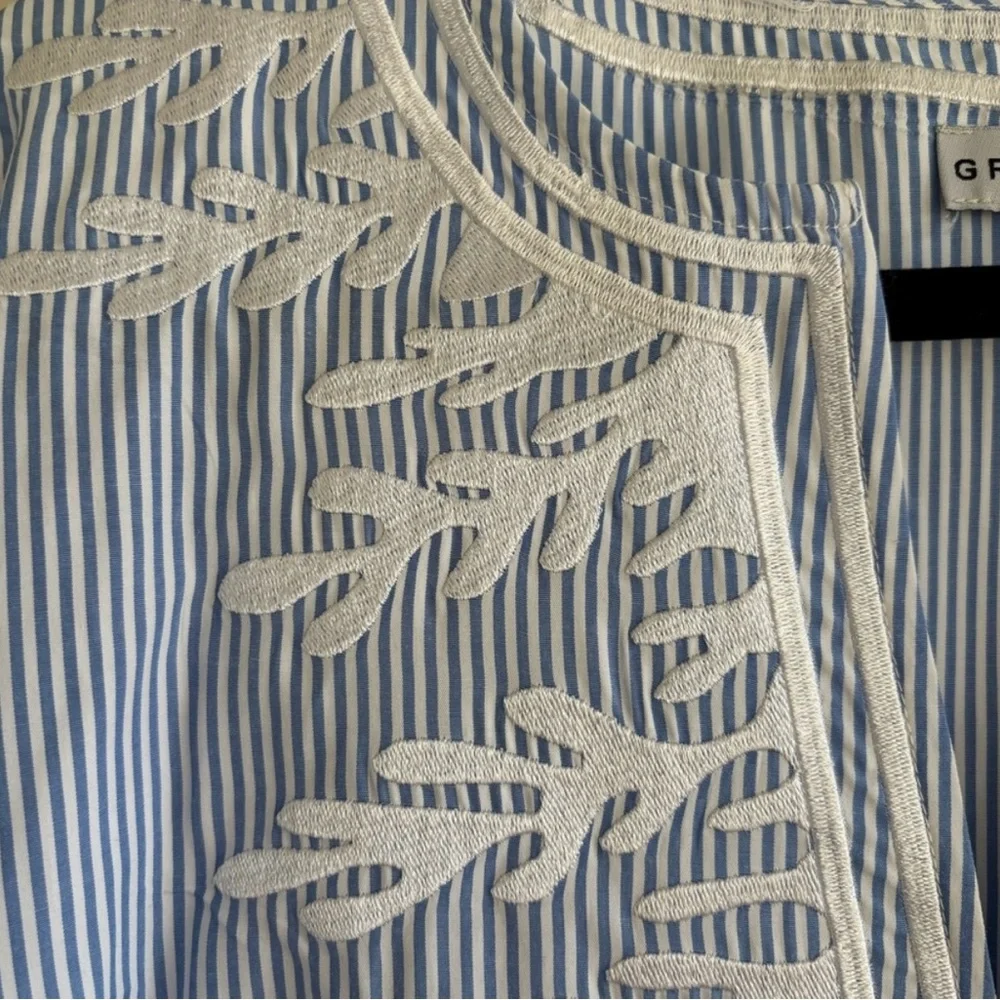 Gretchen Scott Embroidered Pinstripe Tunic The Reef Blue and White Size Large - Picture 8 of 10
